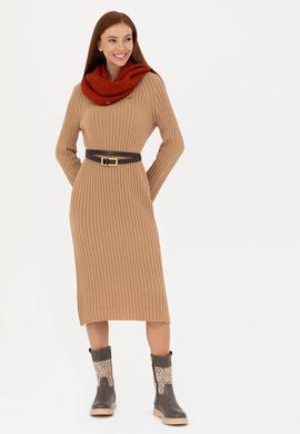 Kadın Kum Bisiklet Yaka Triko Elbise - 50277304019