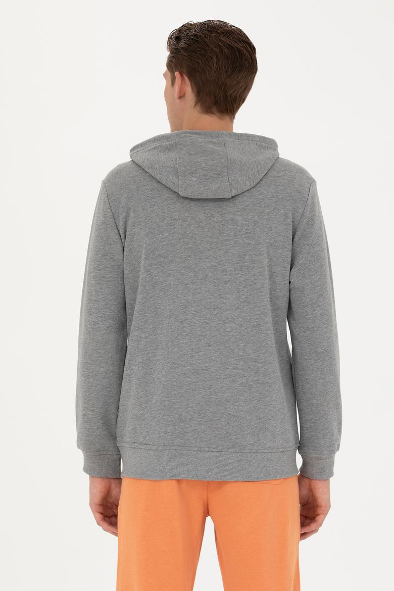 Erkek Gri Melanj Örme Hırka - 50269401097