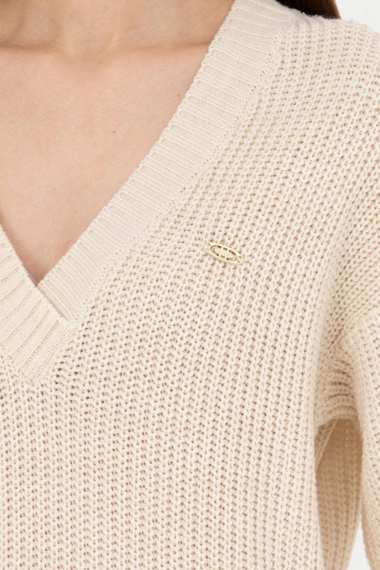 Kadın Taş V Yaka Kazak - 50277292008