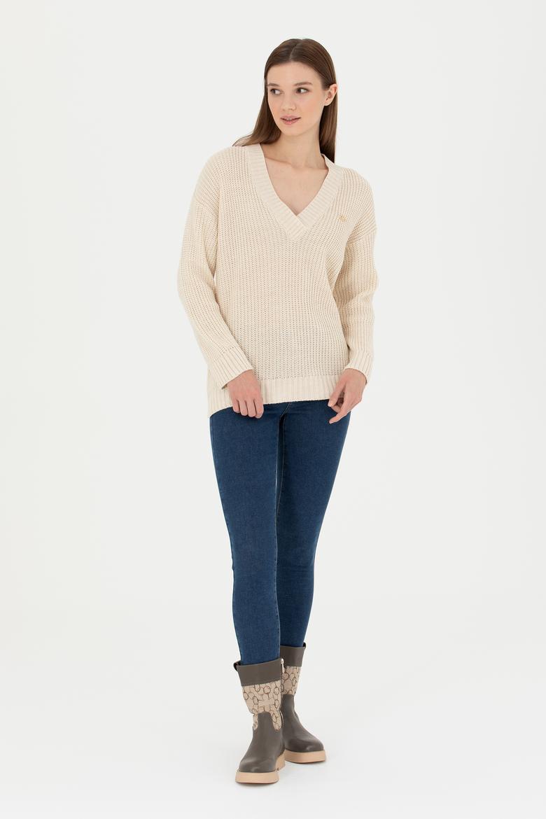 Kadın Taş V Yaka Kazak - 50277292008