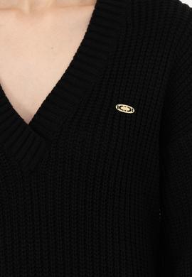 Kadın Siyah V Yaka Kazak - 50277292003