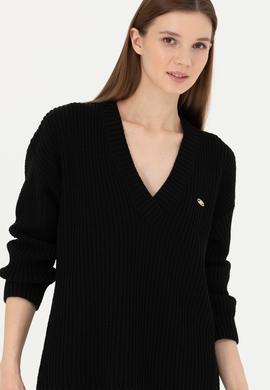 Kadın Siyah V Yaka Kazak - 50277292003