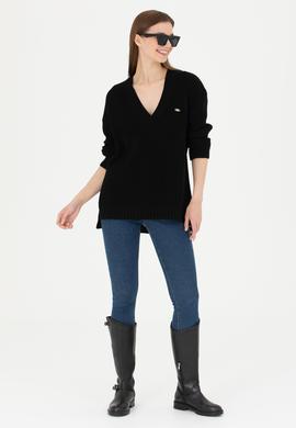 Kadın Siyah V Yaka Kazak - 50277292003