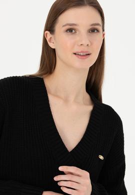 Kadın Siyah V Yaka Kazak - 50277292003