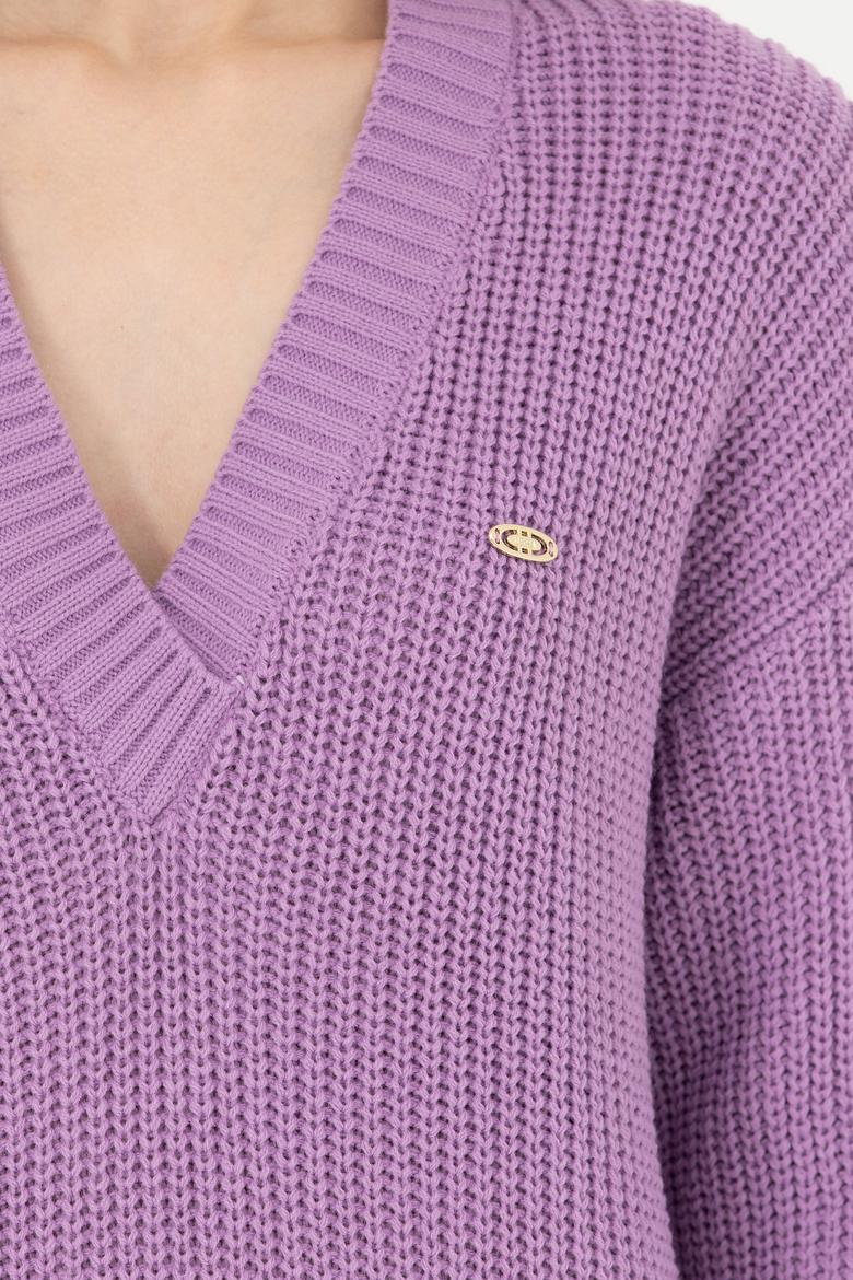 Kadın Lila V Yaka Kazak - 50277292019