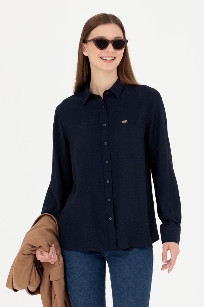 Kadın Lacivert Uzun Kollu Gömlek