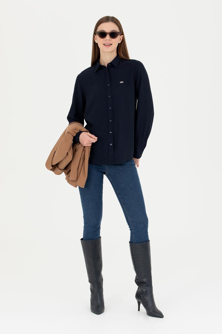Kadın Lacivert Uzun Kollu Gömlek - 50272838020