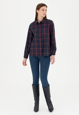 Kadın Lacivert Uzun Kollu Gömlek - 50279804018