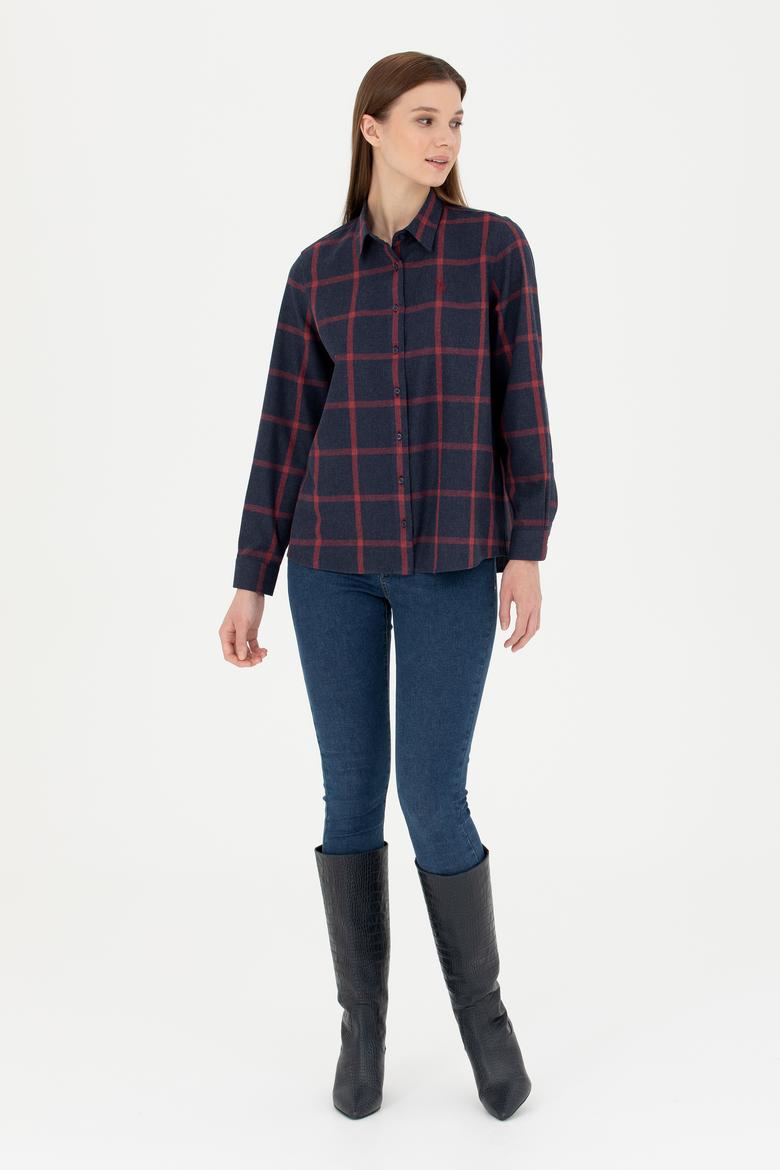 Kadın Lacivert Uzun Kollu Gömlek - 50279804018