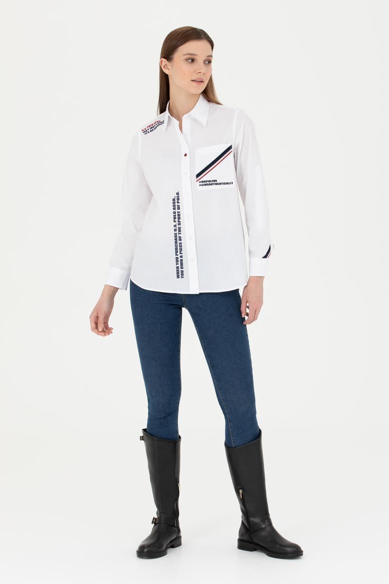 Kadın Beyaz Uzun Kollu Gömlek - 50271852002