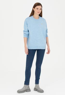 Kadın Mavi Bisiklet Yaka Kazak - 50277265020