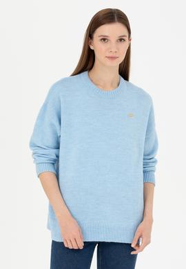 Kadın Mavi Bisiklet Yaka Kazak - 50277265020