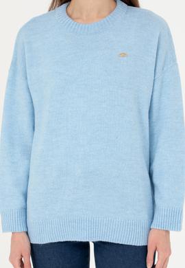 Kadın Mavi Bisiklet Yaka Kazak - 50277265020