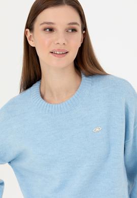 Kadın Mavi Bisiklet Yaka Kazak - 50277265020