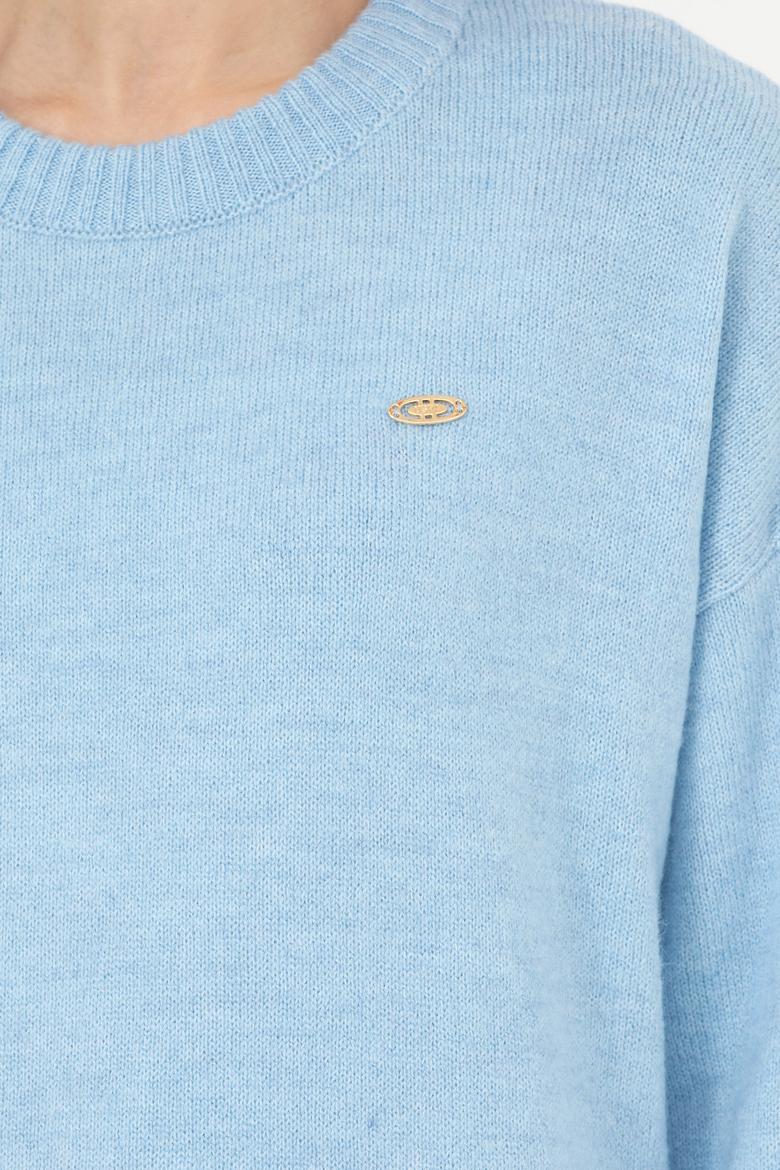 Kadın Mavi Bisiklet Yaka Kazak - 50277265020