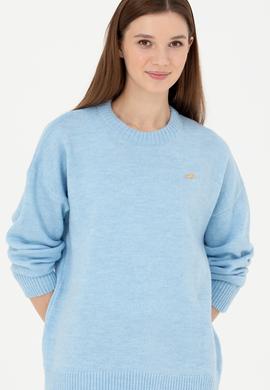 Kadın Mavi Bisiklet Yaka Kazak - 50277265020