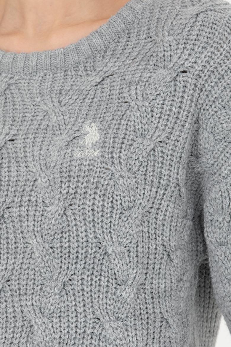 Kadın Gri Melanj Bisiklet Yaka  Kazak - 50277268007