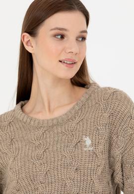 Kadın Kum Melanj Bisiklet Yaka  Kazak - 50277268010