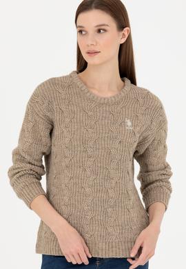 Kadın Kum Melanj Bisiklet Yaka  Kazak - 50277268010