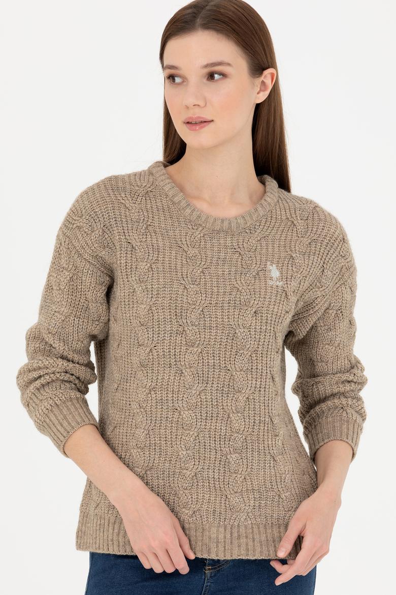 Kadın Kum Melanj Bisiklet Yaka  Kazak - 50277268010