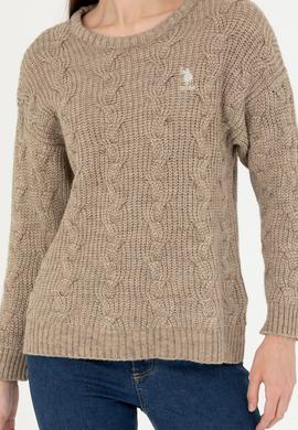 Kadın Kum Melanj Bisiklet Yaka  Kazak - 50277268010