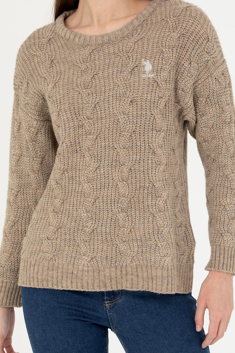 Kadın Kum Melanj Bisiklet Yaka  Kazak - 50277268010