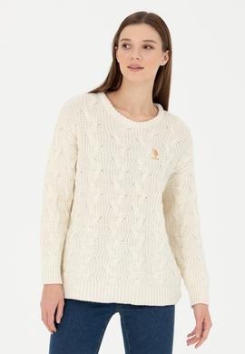 Kadın Taş Melanj Bisiklet Yaka  Kazak - 50277268015