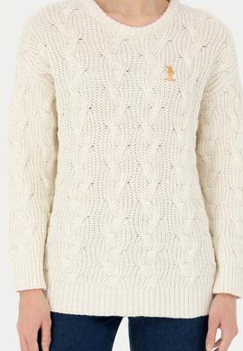 Kadın Taş Melanj Bisiklet Yaka  Kazak - 50277268015