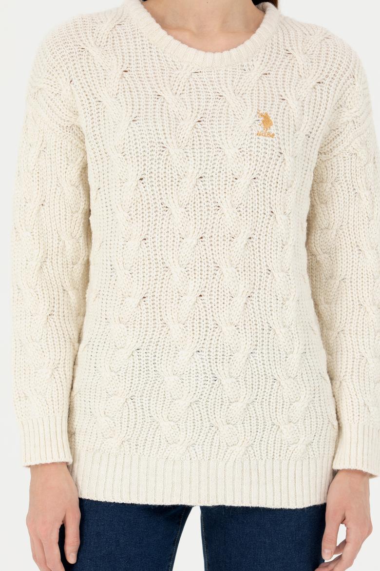 Kadın Taş Melanj Bisiklet Yaka  Kazak - 50277268015