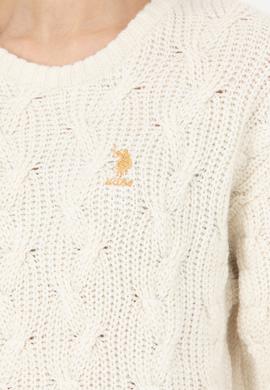 Kadın Taş Melanj Bisiklet Yaka  Kazak - 50277268015