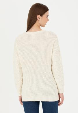 Kadın Taş Melanj Bisiklet Yaka  Kazak - 50277268015