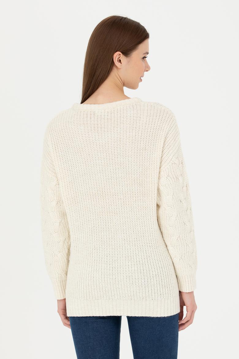 Kadın Taş Melanj Bisiklet Yaka  Kazak - 50277268015