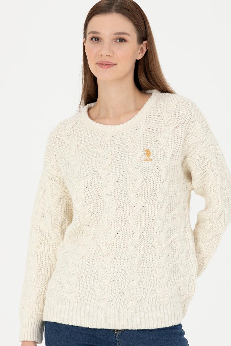 Kadın Taş Melanj Bisiklet Yaka  Kazak - 50277268015