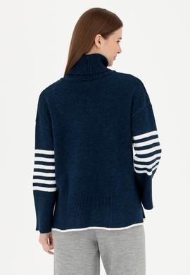 Kadın Lacivert Boğazlı Kazak - 50277278010