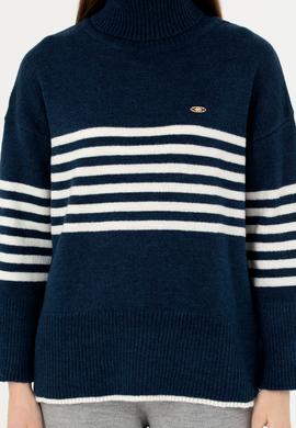 Kadın Lacivert Boğazlı Kazak - 50277278010