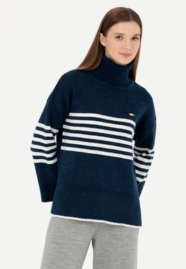 Kadın Lacivert Boğazlı Kazak - 50277278010