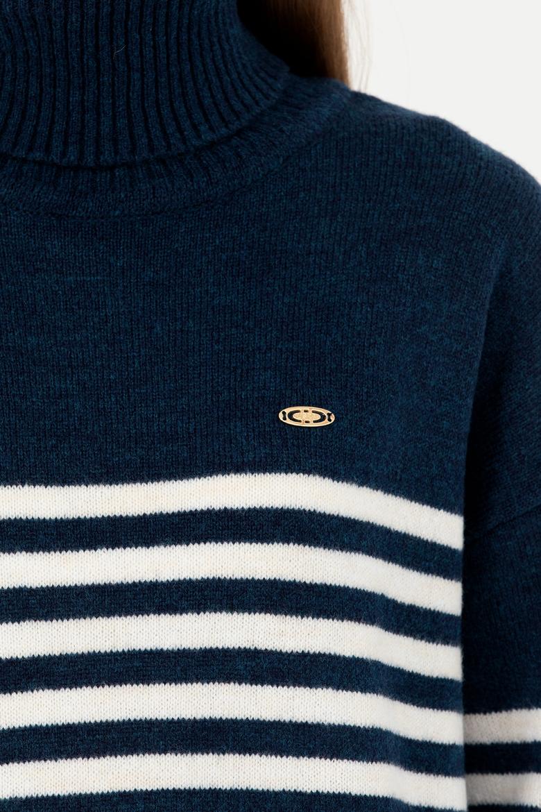 Kadın Lacivert Boğazlı Kazak - 50277278010