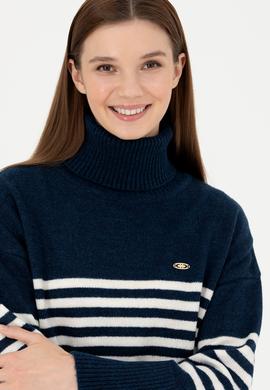 Kadın Lacivert Boğazlı Kazak - 50277278010