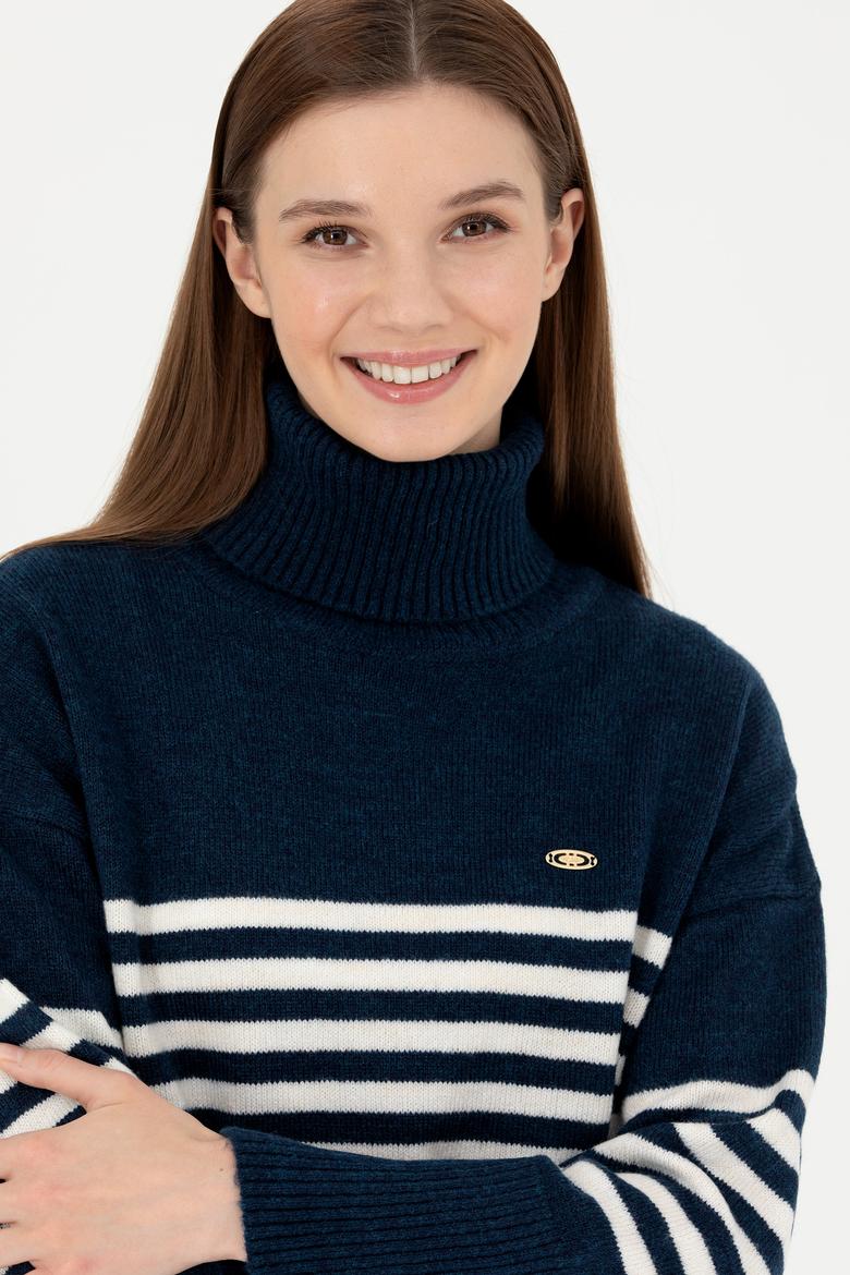 Kadın Lacivert Boğazlı Kazak - 50277278010