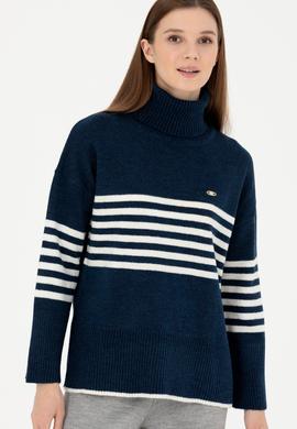 Kadın Lacivert Boğazlı Kazak - 50277278010