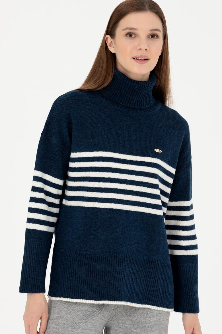 Kadın Lacivert Boğazlı Kazak - 50277278010