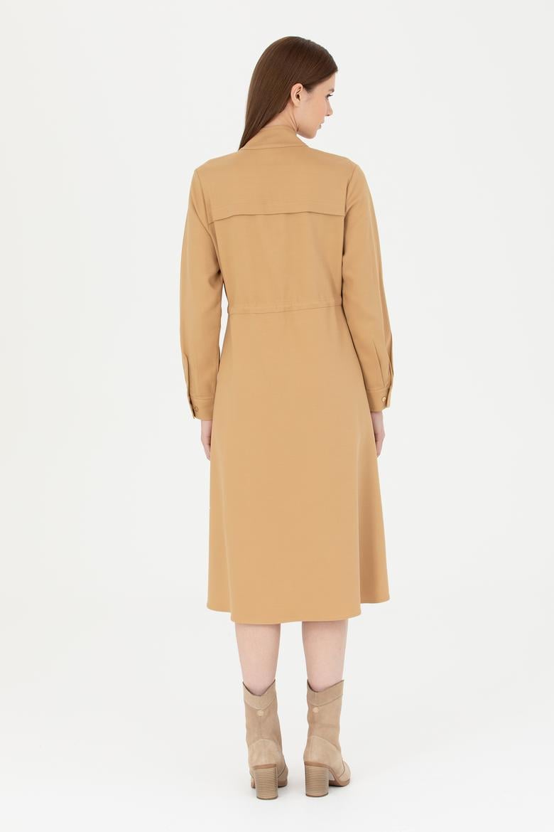 Kadın Kum Midi Boy Dokuma Elbise - 50271161006