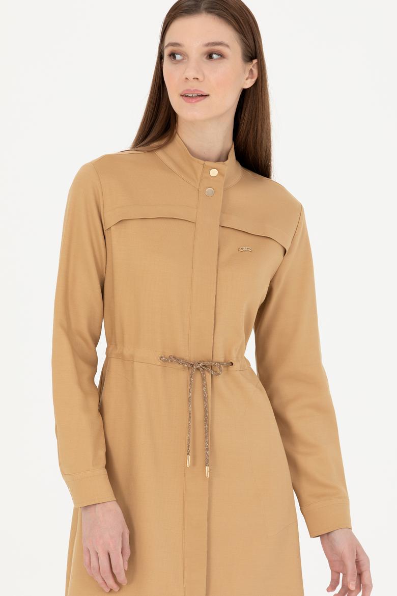 Kadın Kum Midi Boy Dokuma Elbise - 50271161006