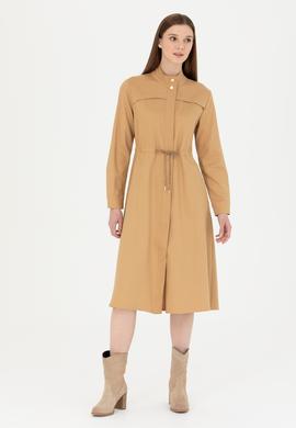 Kadın Kum Midi Boy Dokuma Elbise - 50271161006