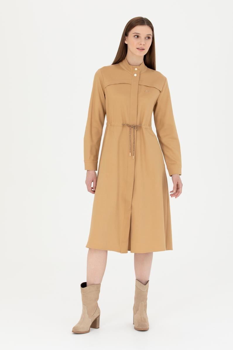 Kadın Kum Midi Boy Dokuma Elbise