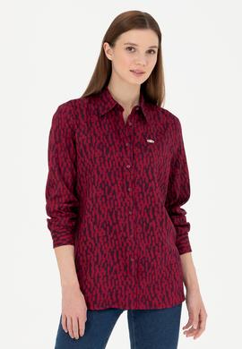 Kadın Bordo Uzun Kollu Gömlek - 50271512006