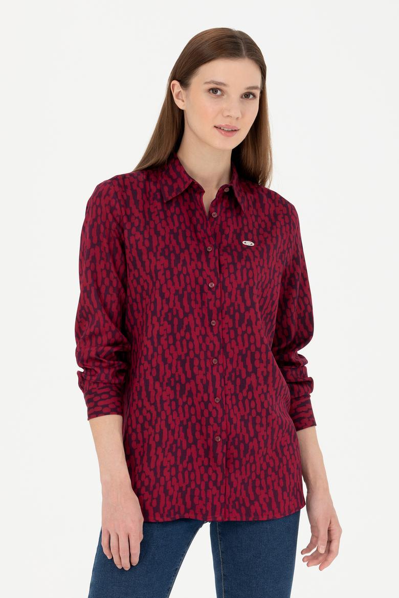 Kadın Bordo Uzun Kollu Gömlek