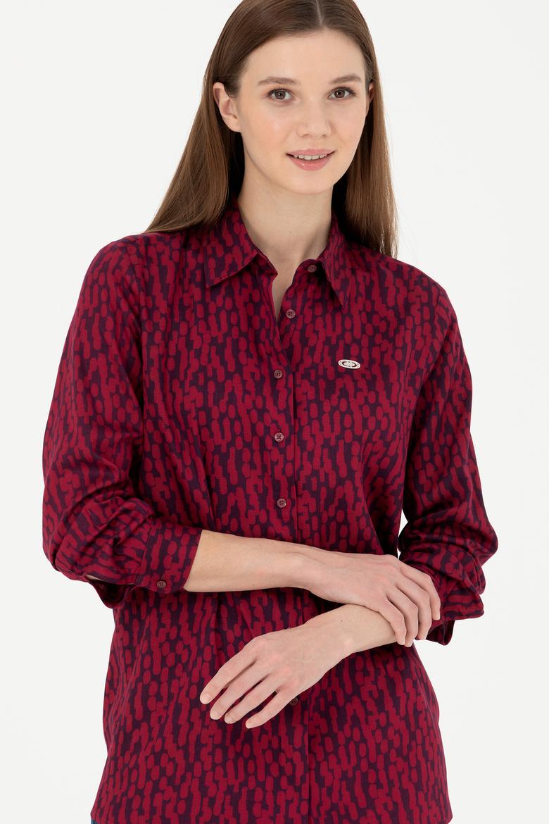 Kadın Bordo Uzun Kollu Gömlek - 50271512006