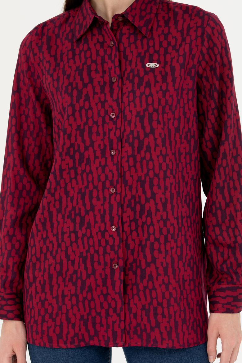 Kadın Bordo Uzun Kollu Gömlek - 50271512006