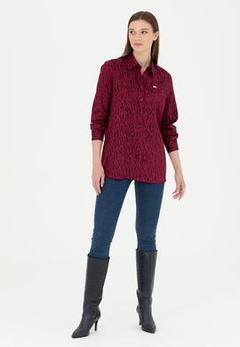 Kadın Bordo Uzun Kollu Gömlek - 50271512006